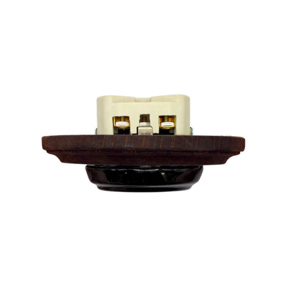 Wooden German Power Socket Porcelain Loft Retro Electrical Flush-Mounting Vintage Cottage Ceramic Brown With Black