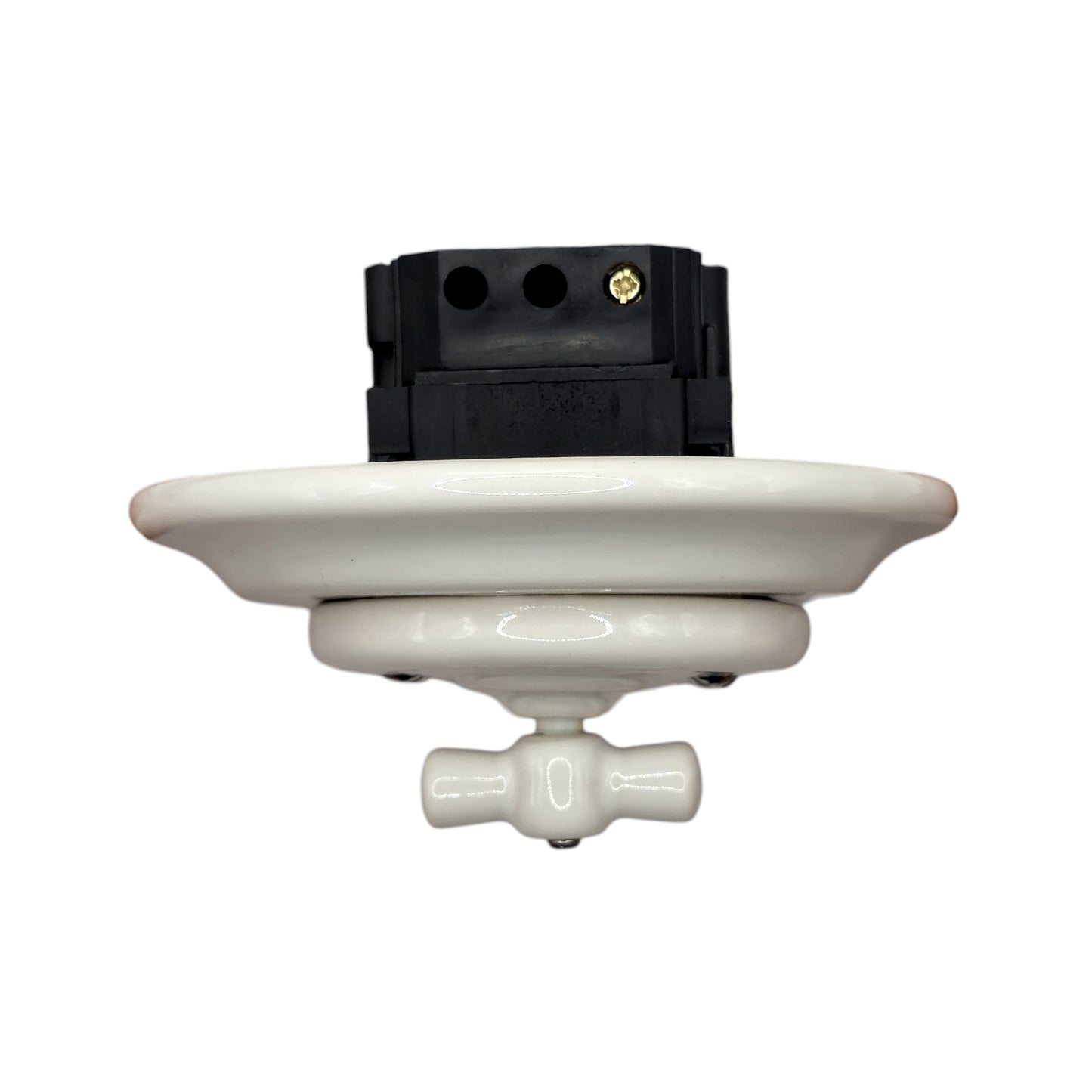 white porcelain double1way rotary switch, flush-mount, side