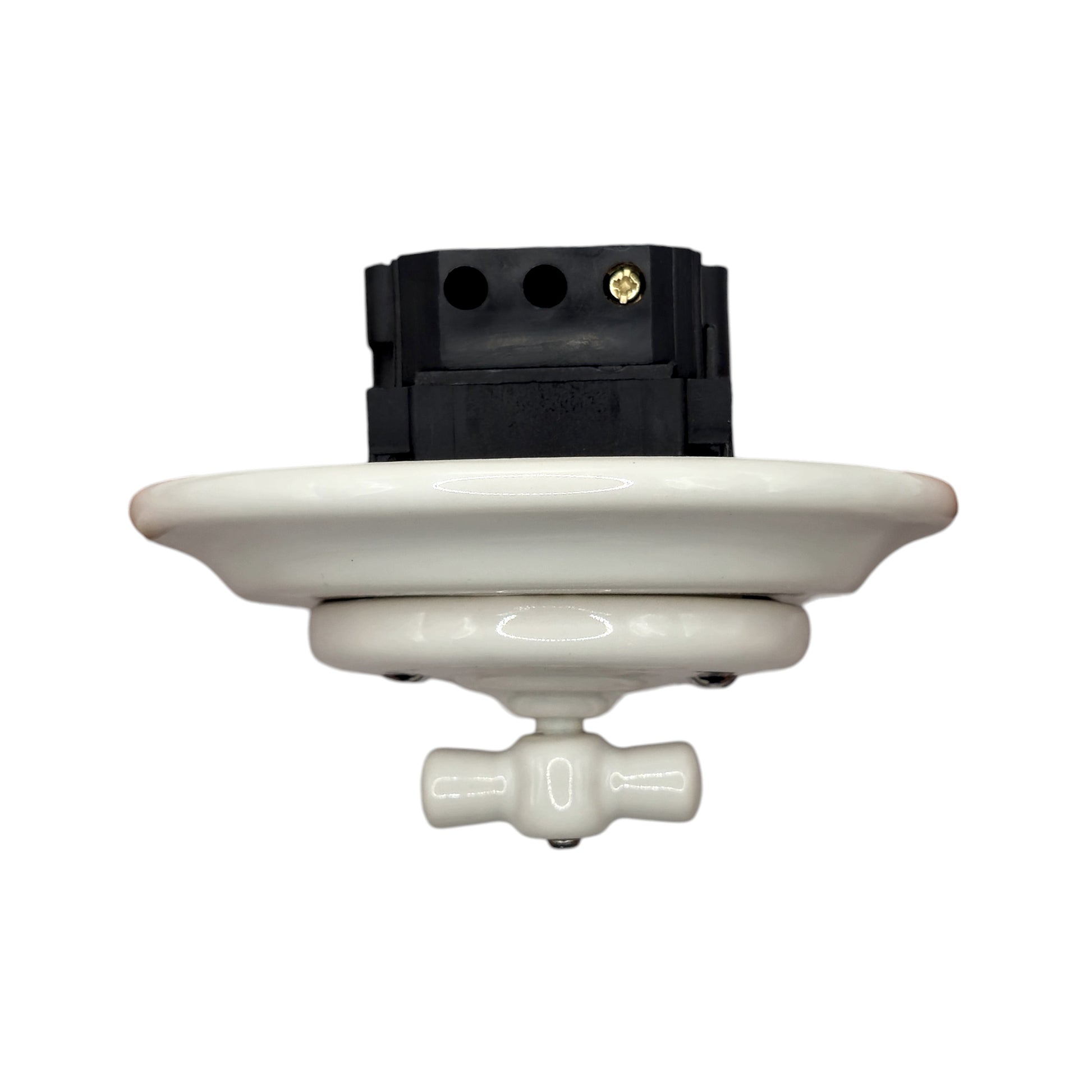 white porcelain double1way rotary switch, flush-mount, side