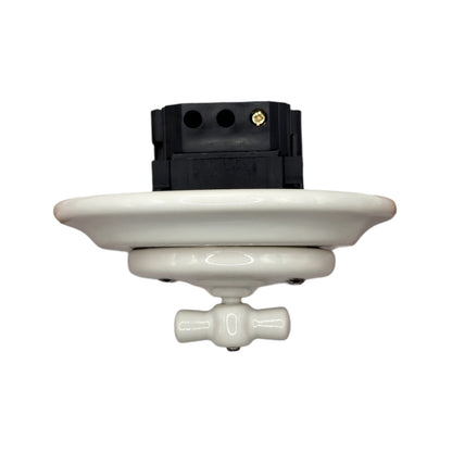 white porcelain double1way rotary switch, flush-mount, side