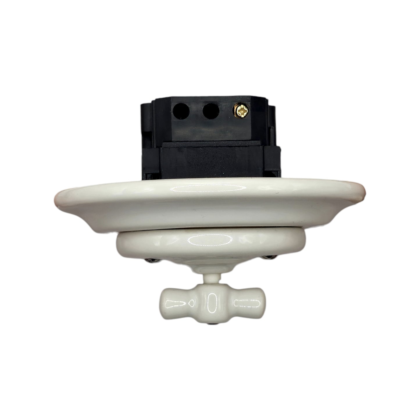 white porcelain 1gang2way rotary switch, flush-mount, side
