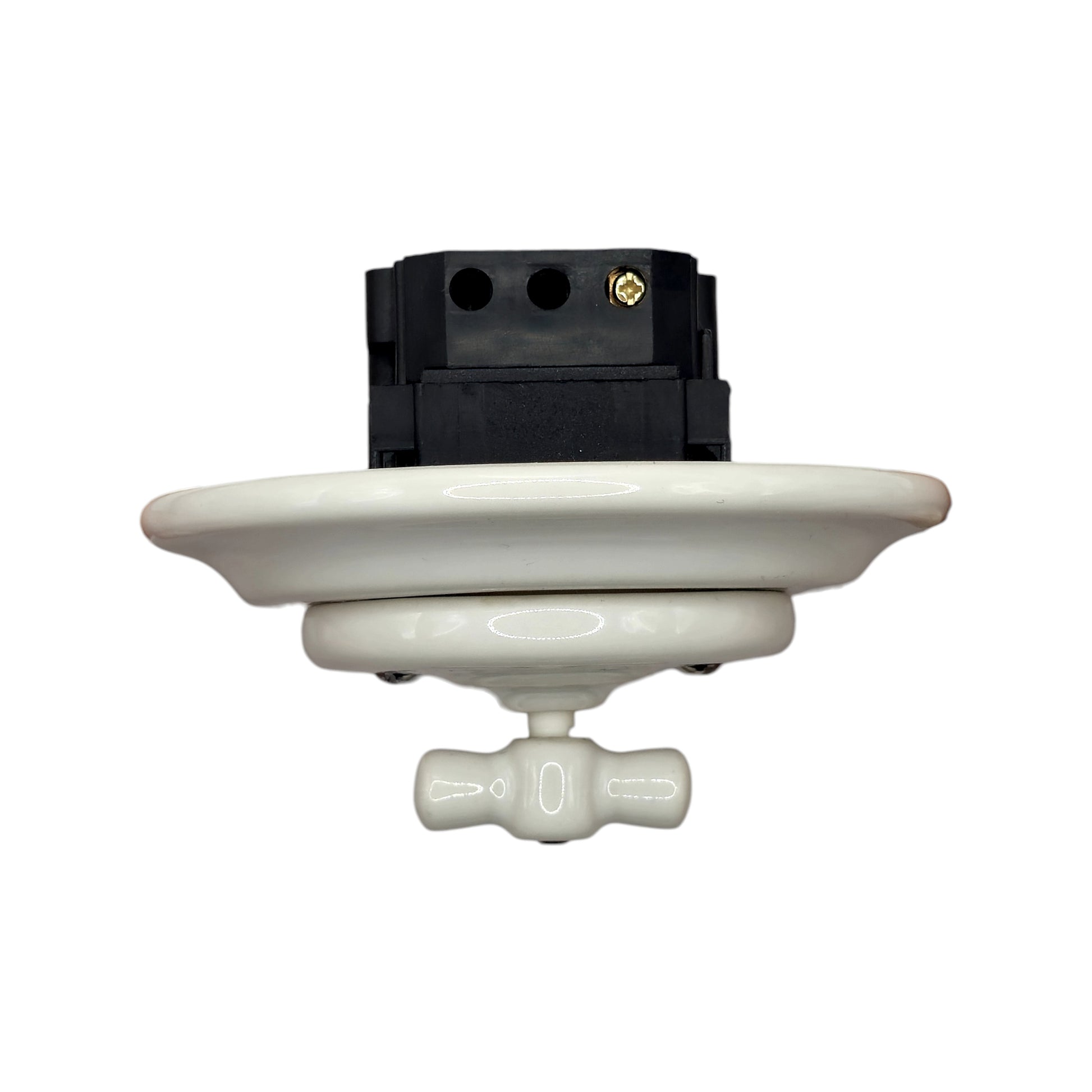 white porcelain 1gang2way rotary switch, flush-mount, side