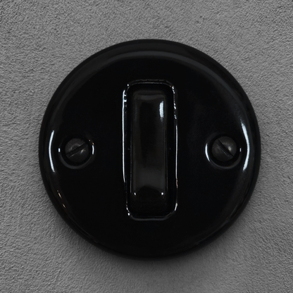 Light Switch Porcelain Loft Retro 1 Gang Two-way Surface-Mounting Vintage Cottage Ceramic Black