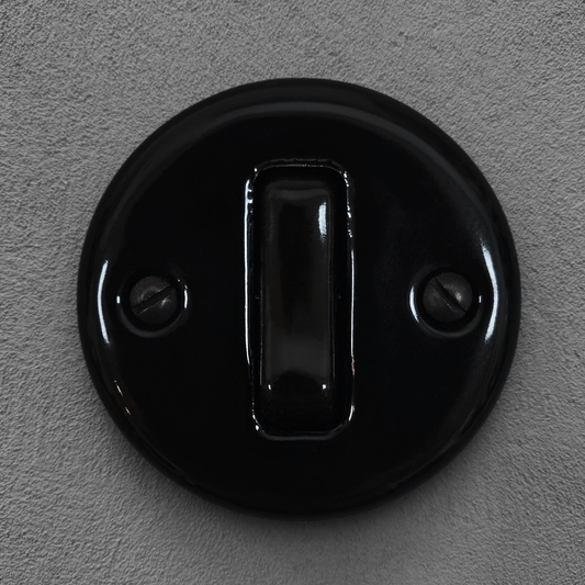 Light Switch Porcelain Loft Retro 1 Gang Two-way Surface-Mounting Vintage Cottage Ceramic Black