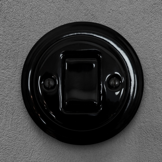 Light Switch Porcelain Loft Retro Button Switch Fat Key Crossing / Intermediate Surface Mounted Vintage Cottage Home Decor Ceramic Black
