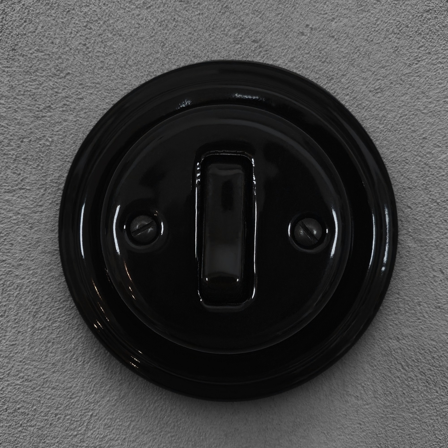 Surface-Mounting 1 Gang Two-Way Light Switch Porcelain Loft Retro Vintage Cottage Ceramic Black