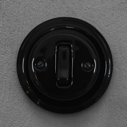 Surface-Mounting 1 Gang Two-Way Light Switch Porcelain Loft Retro Vintage Cottage Ceramic Black
