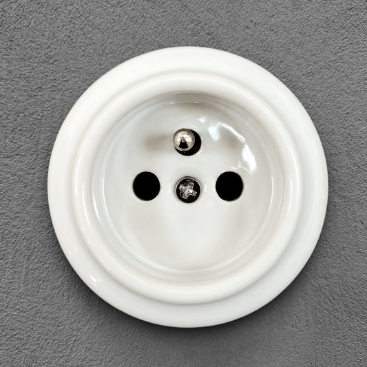 Power Socket Porcelain Loft Retro Electrical French Surface-Mounting Vintage Cottage Ceramic White