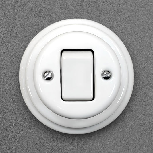 Light Switch Porcelain Loft Retro Button Switch Fat Key Crossing / Intermediate Surface Mounted Vintage Cottage Home Decor Ceramic White