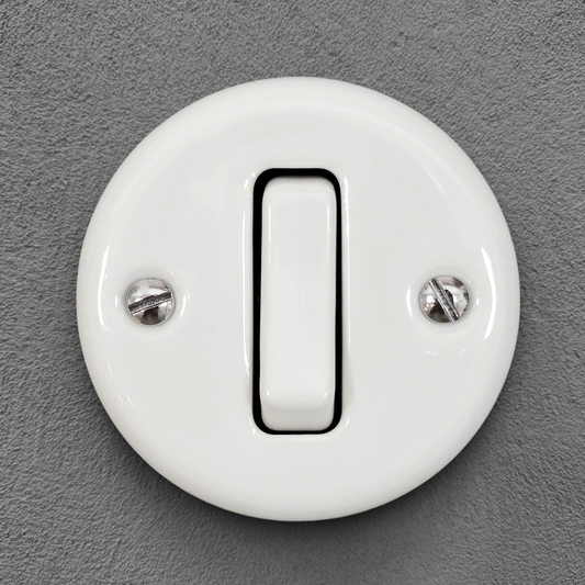 Light Switch Porcelain Loft Retro 1 Gang Two-way Surface-Mounting Vintage Cottage Ceramic White