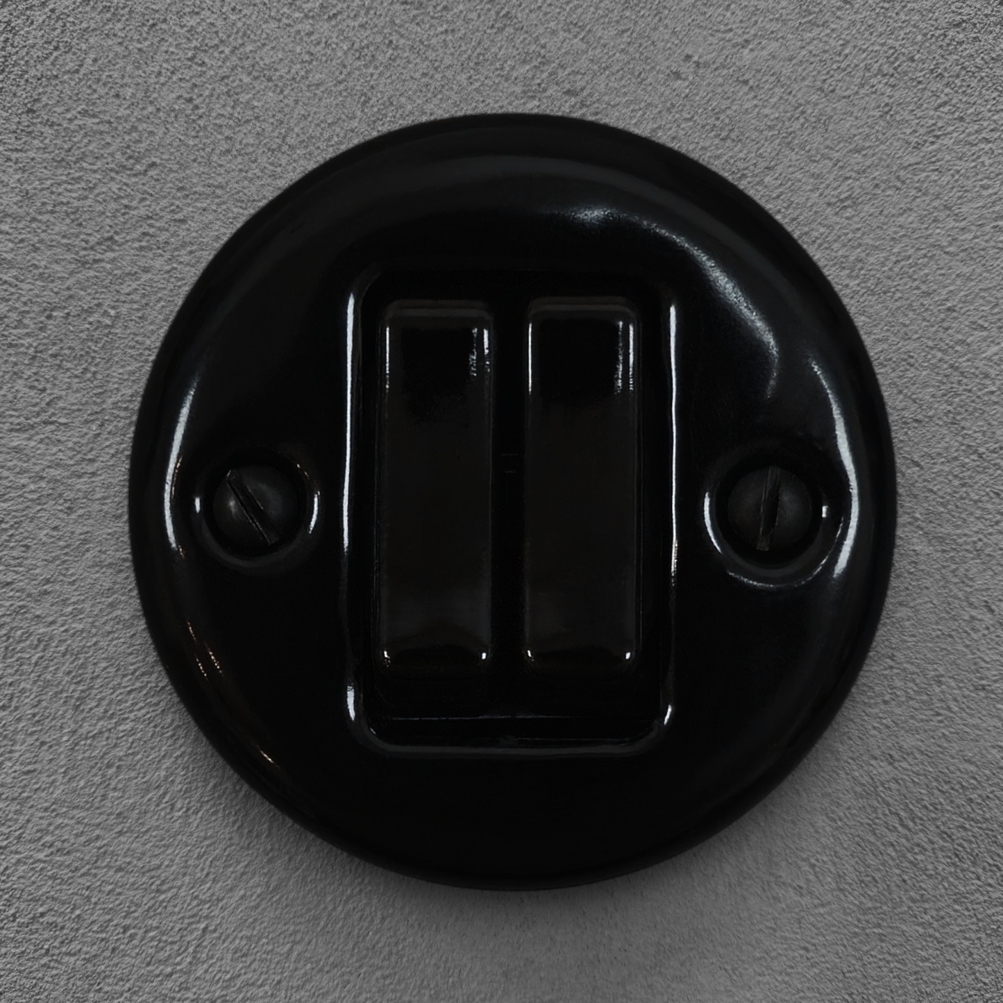 Light Switch Porcelain Loft Retro 2 Gang Two-way Surface-Mounting Vintage Cottage Ceramic Black