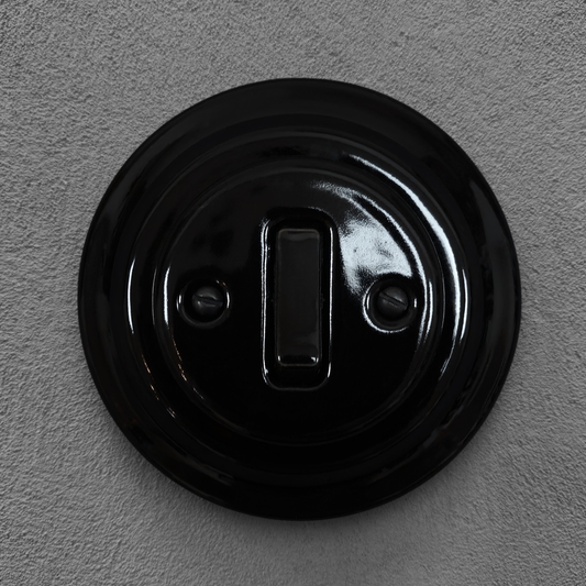 Light Switch Porcelain Loft Retro 1-gang Two-way Flush-Mounting Vintage Cottage Ceramic Black