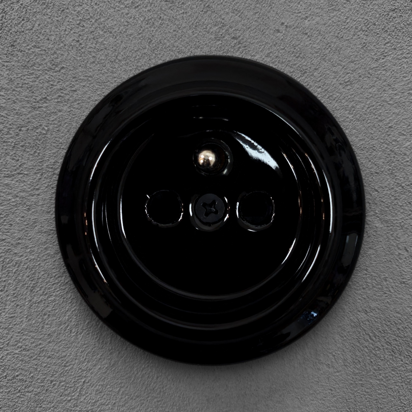 Power Socket Porcelain Loft Retro Electrical French Schuko Surface-Mounting Vintage Cottage Ceramic Black