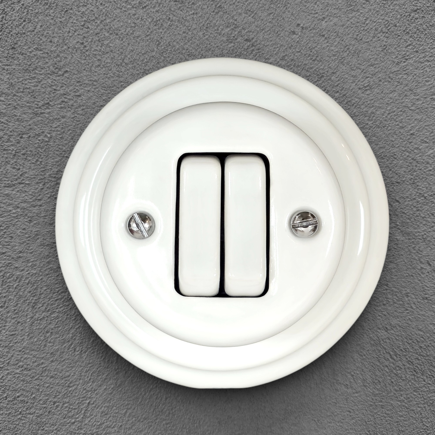 Surface-Mounting 2 Gang Two-Way Light Switch Porcelain Loft Retro Vintage Cottage Ceramic White
