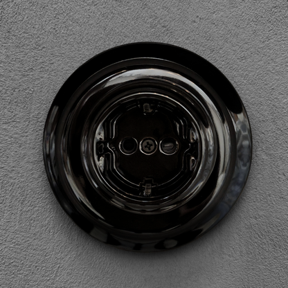 Power Sockets Porcelain German Schuko Loft Retro Electrical Flush-Mounting Vintage Cottage Ceramic Black