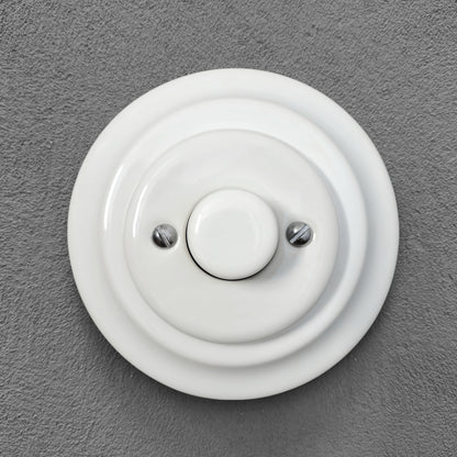 Retro Loft Style Dimmer Light Switch Industrial Flushed-Mounting Vintage Cottage Ceramic White
