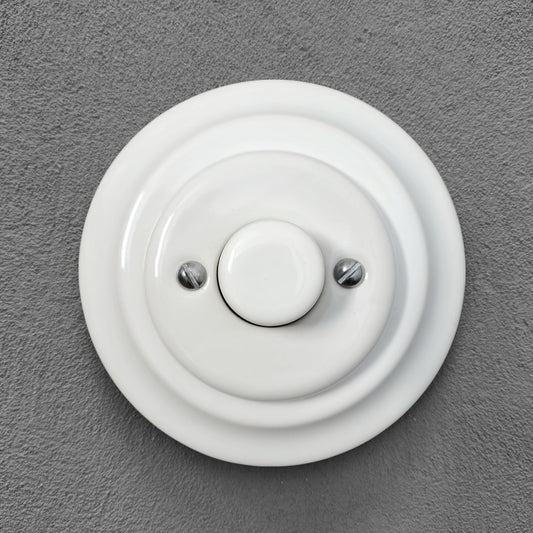 Retro Loft Style Dimmer Light Switch Industrial Flushed-Mounting Vintage Cottage Ceramic White