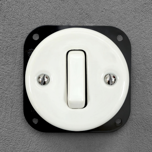 Light Switch Porcelain Loft Retro 1-gang Connection Inner Part Two-way Flush-Mounting Vintage Cottage Ceramic White