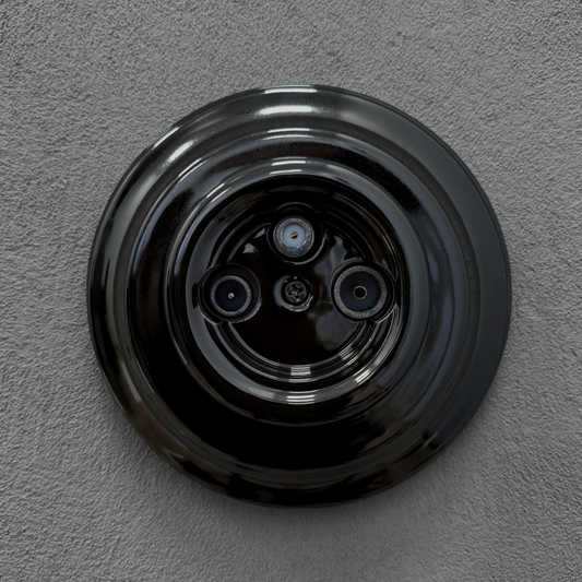 Porcelain Loft Retro Electrical TV/SAT Socket Flush-Mounting Vintage Cottage Ceramic Black