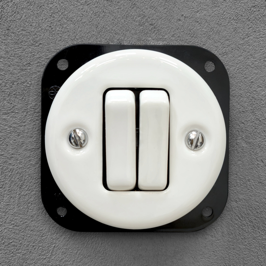 Light Switch Porcelain Loft Retro 2-gang Connection Inner Part Two-way Flush-Mounting Vintage Cottage Ceramic White