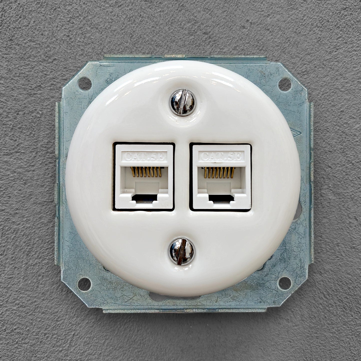 Porcelain Loft Retro Connection Inner Part Electrical Network Socket RJ45 Flush-Mounting Vintage Cottage Ceramic White