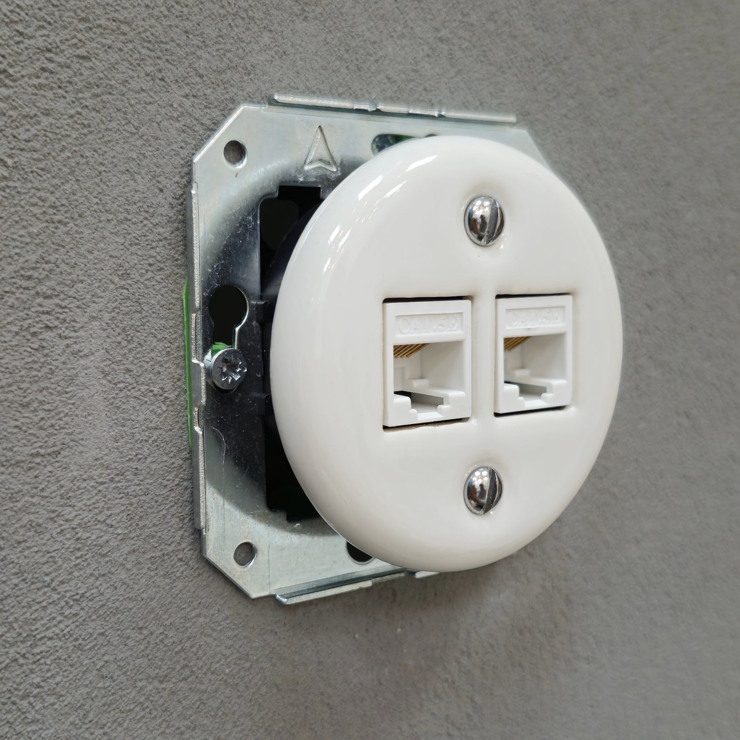 Porcelain Loft Retro Connection Inner Part Electrical Network Socket RJ45 Flush-Mounting Vintage Cottage Ceramic White