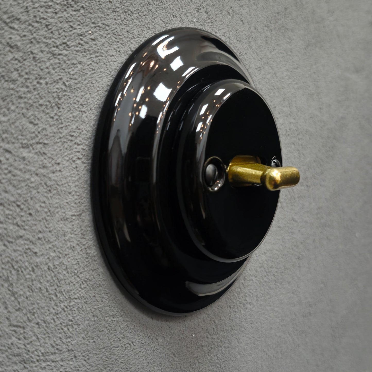 Retro Style Black Ceramic Crossing Toggle Switch With A Big Knob Flushed-Mounted