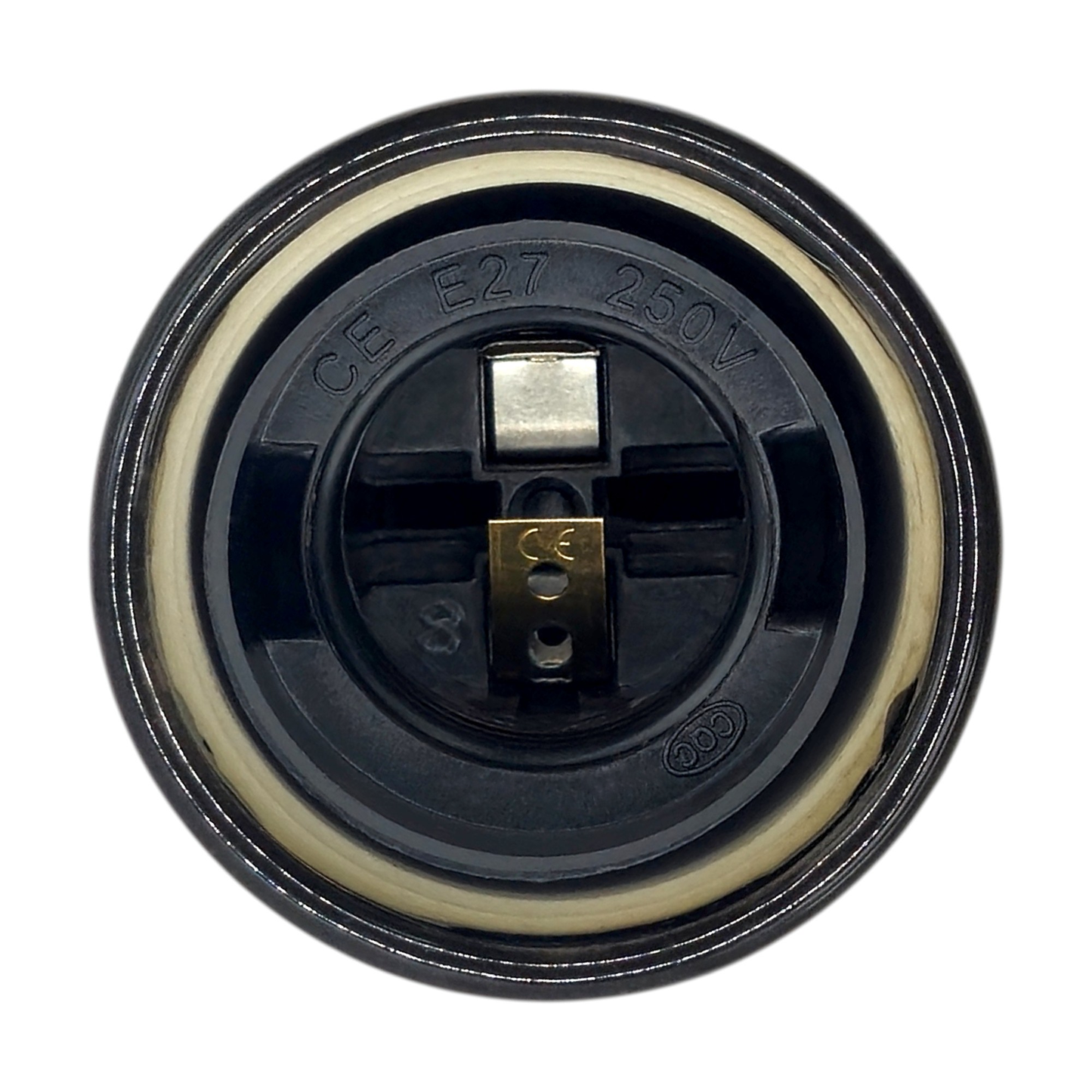 black porcelain hanging E27 lamp holder, 50x95mm, bottom