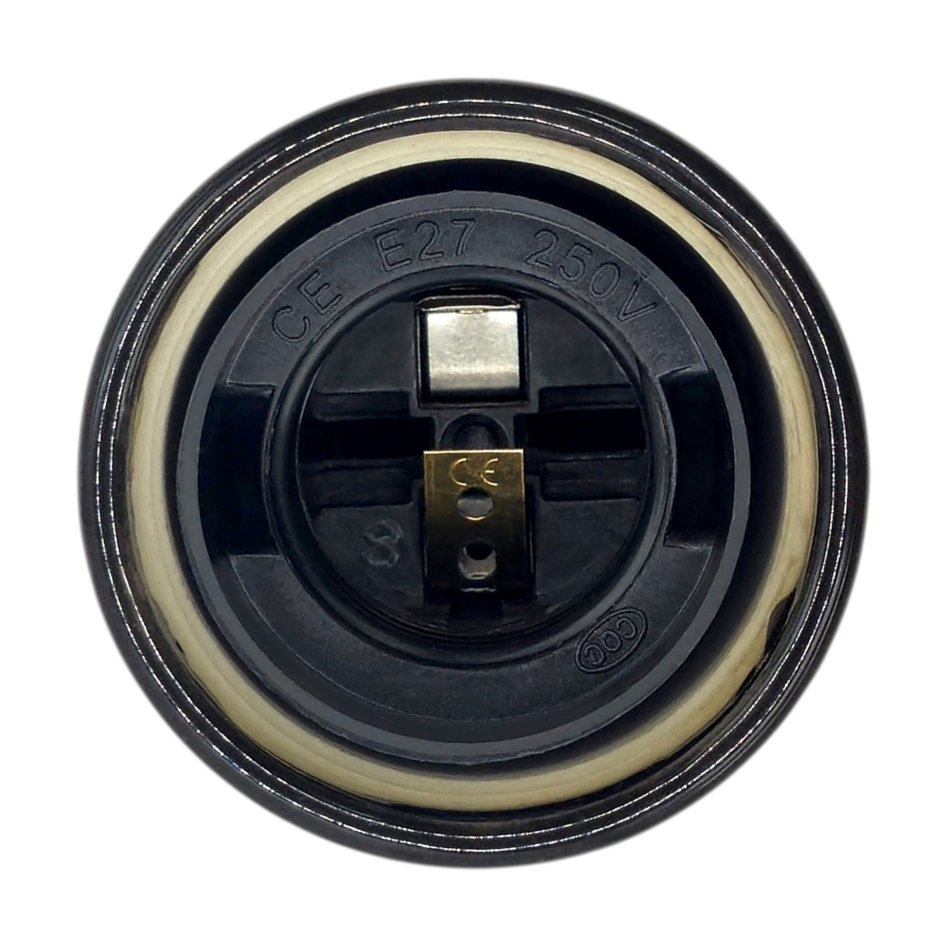 black porcelain hanging E27 lamp holder, 50x95mm, bottom