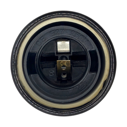 black porcelain hanging E27 lamp holder, 50x95mm, bottom