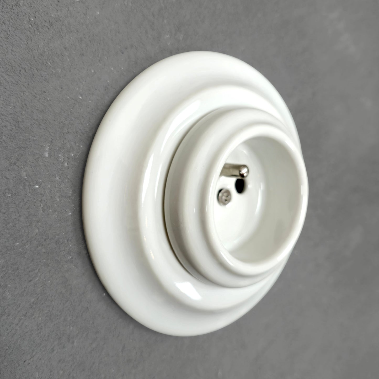 Porcelain Loft Retro Electrical French Socket Flush-Mounting Vintage Cottage Ceramic White
