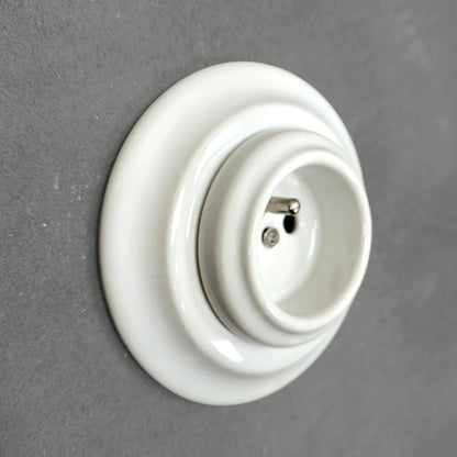 Porcelain Loft Retro Electrical French Socket Flush-Mounting Vintage Cottage Ceramic White