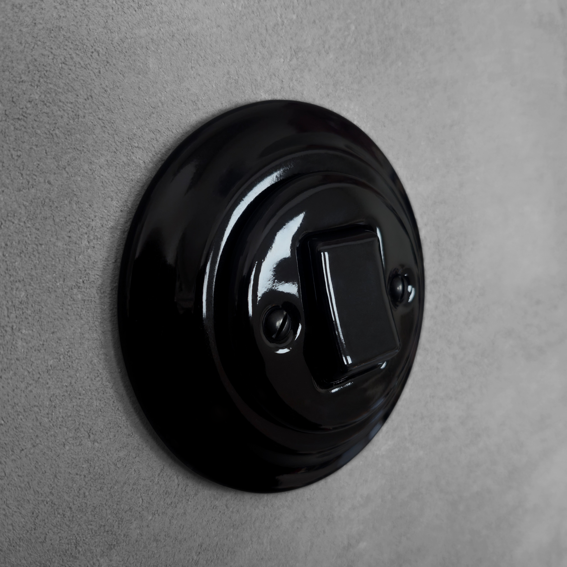 black porcelain 1gang2way big key light switch, flush-mount, angled