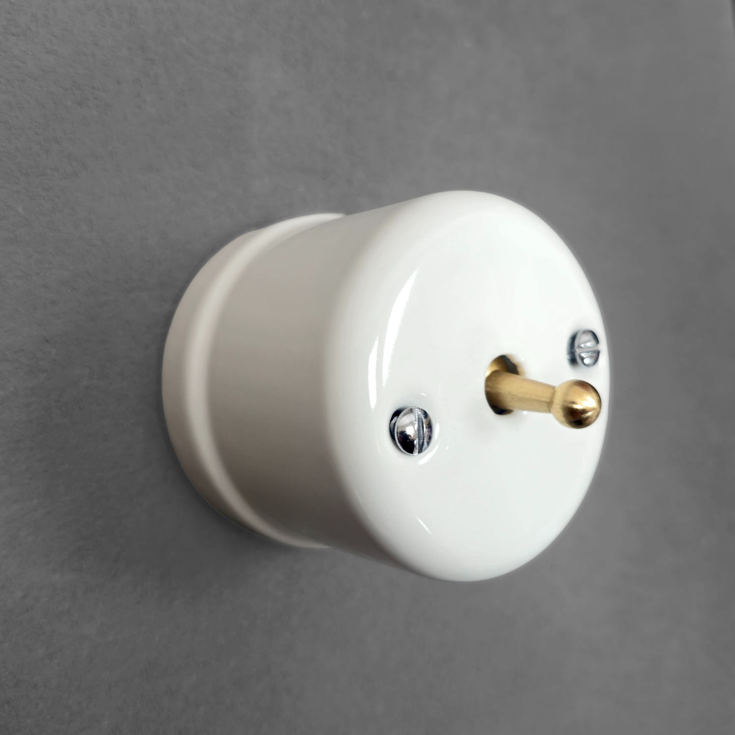 white porcelain 1gang2way toggle switch insert, surface-mount, angled