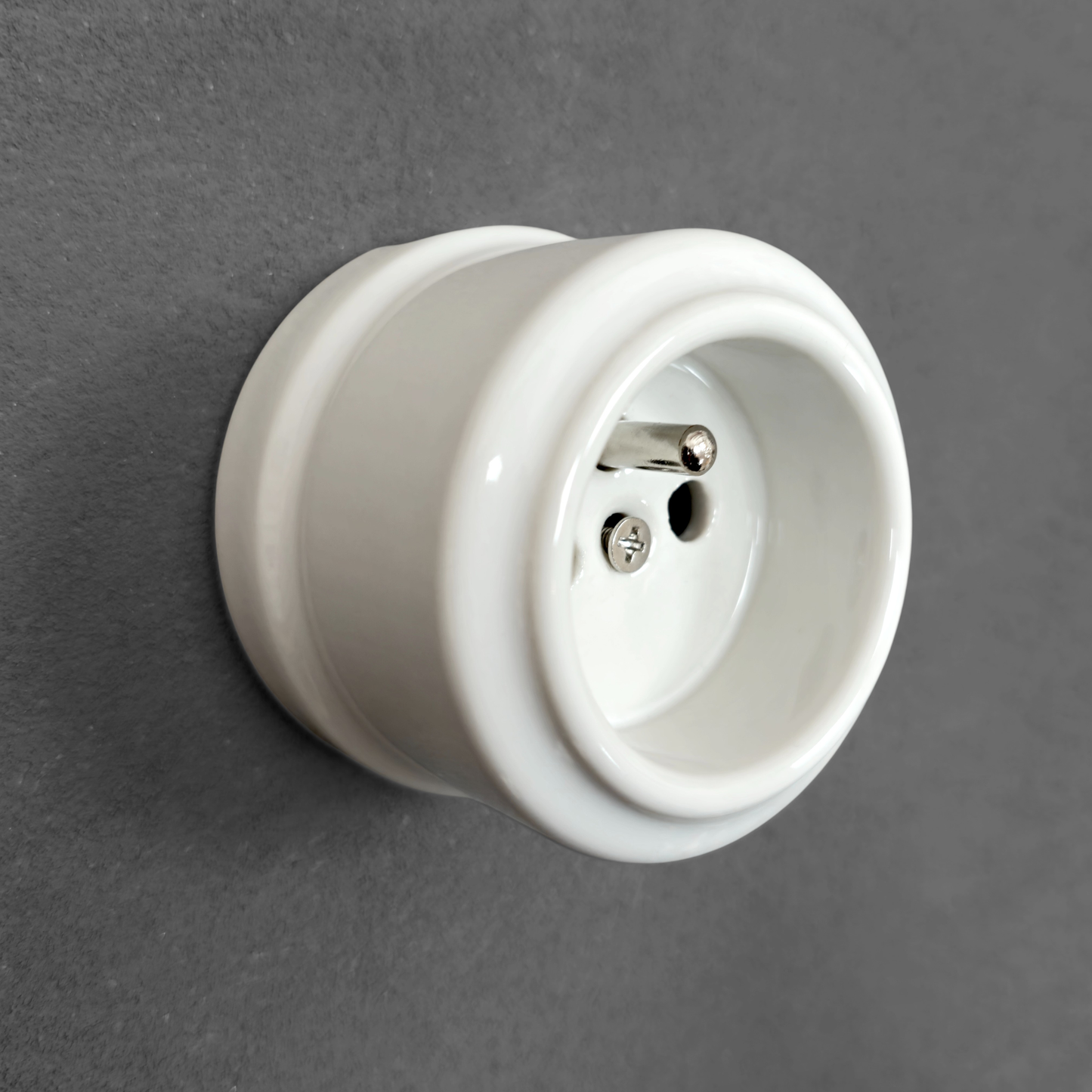 Power Socket Porcelain Loft Retro Electrical French Surface-Mounting Vintage Cottage Ceramic White