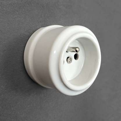 Power Socket Porcelain Loft Retro Electrical French Surface-Mounting Vintage Cottage Ceramic White