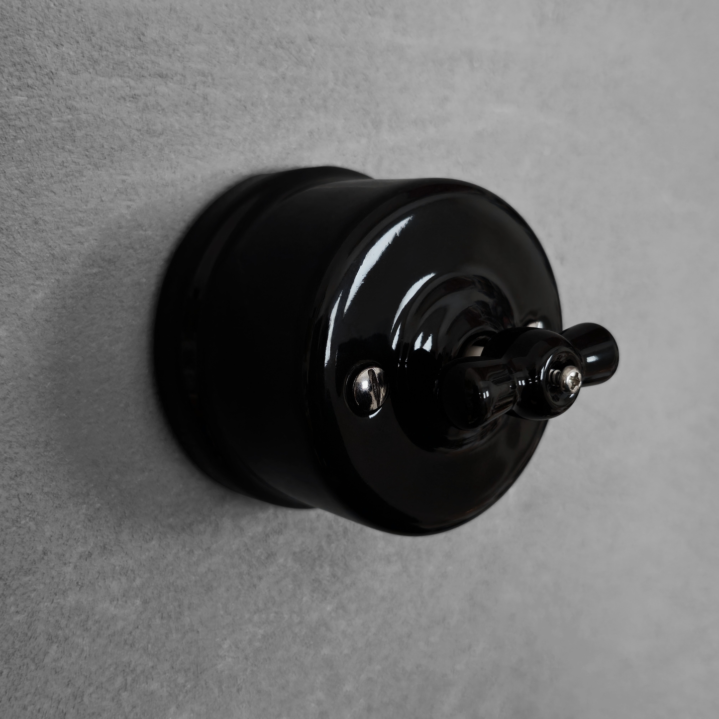black porcelain double1way rotary switch insert, surface-mount, angled