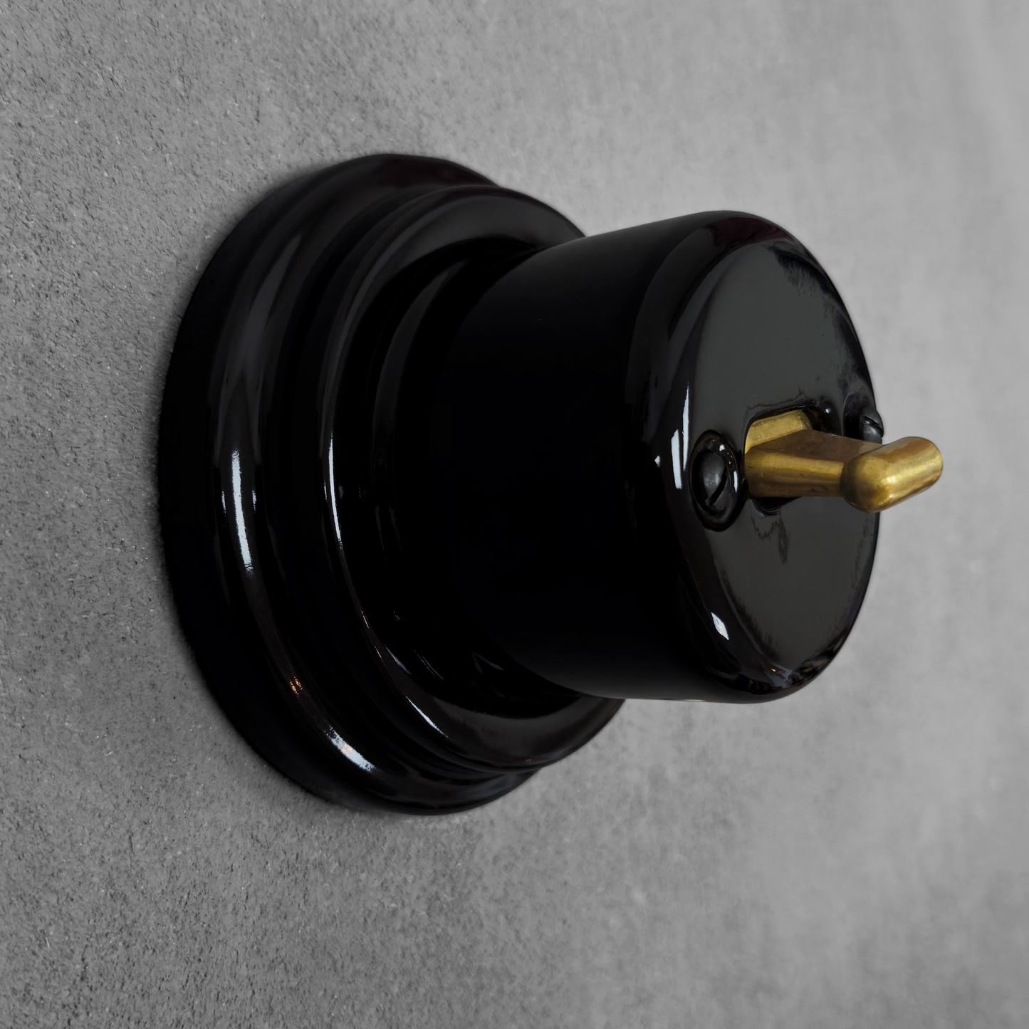 Toggle Wall Light Switch Porcelain Cover 1 Crossing / Intermediate Switch Surface Mounted Loft Retro Vintage Cottage Ceramic Black