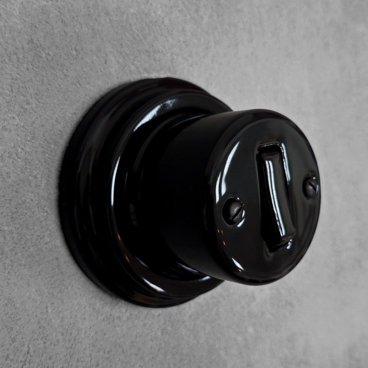 Surface-Mounting 1 Gang Two-Way Light Switch Porcelain Loft Retro Vintage Cottage Ceramic Black