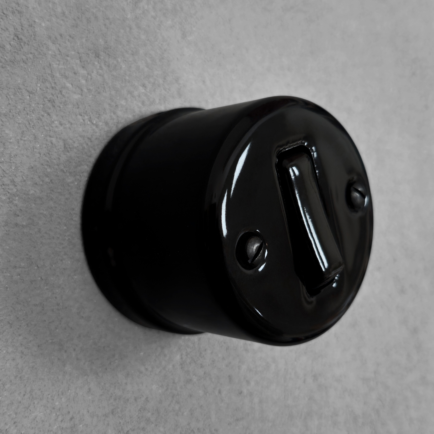 Light Switch Porcelain Loft Retro 1 Gang Two-way Surface-Mounting Vintage Cottage Ceramic Black
