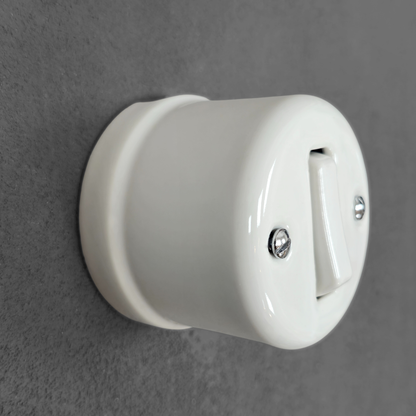 Light Switch Porcelain Loft Retro 1 Gang Two-way Surface-Mounting Vintage Cottage Ceramic White