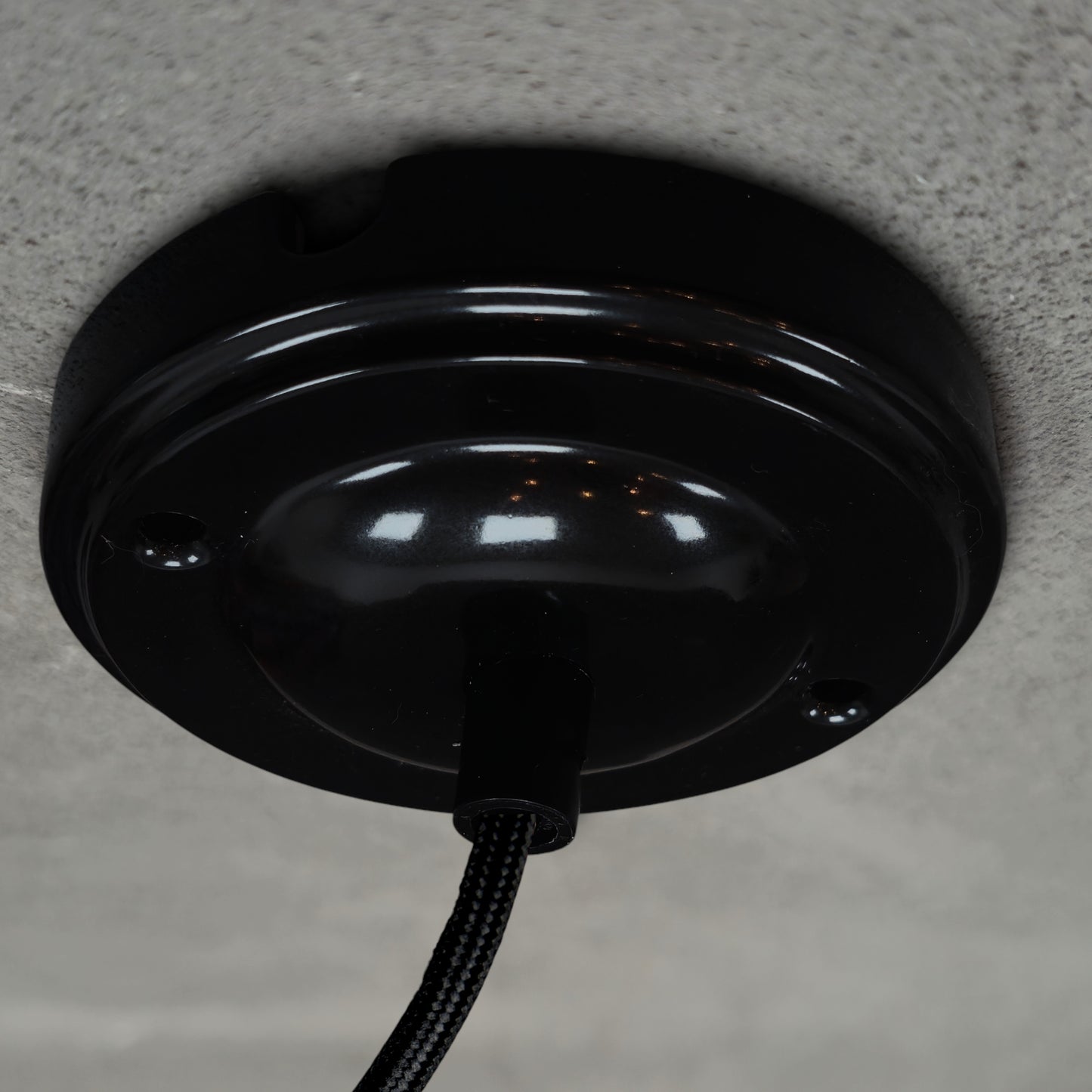 black porcelain big dome ceiling rose 100x28mm, angled