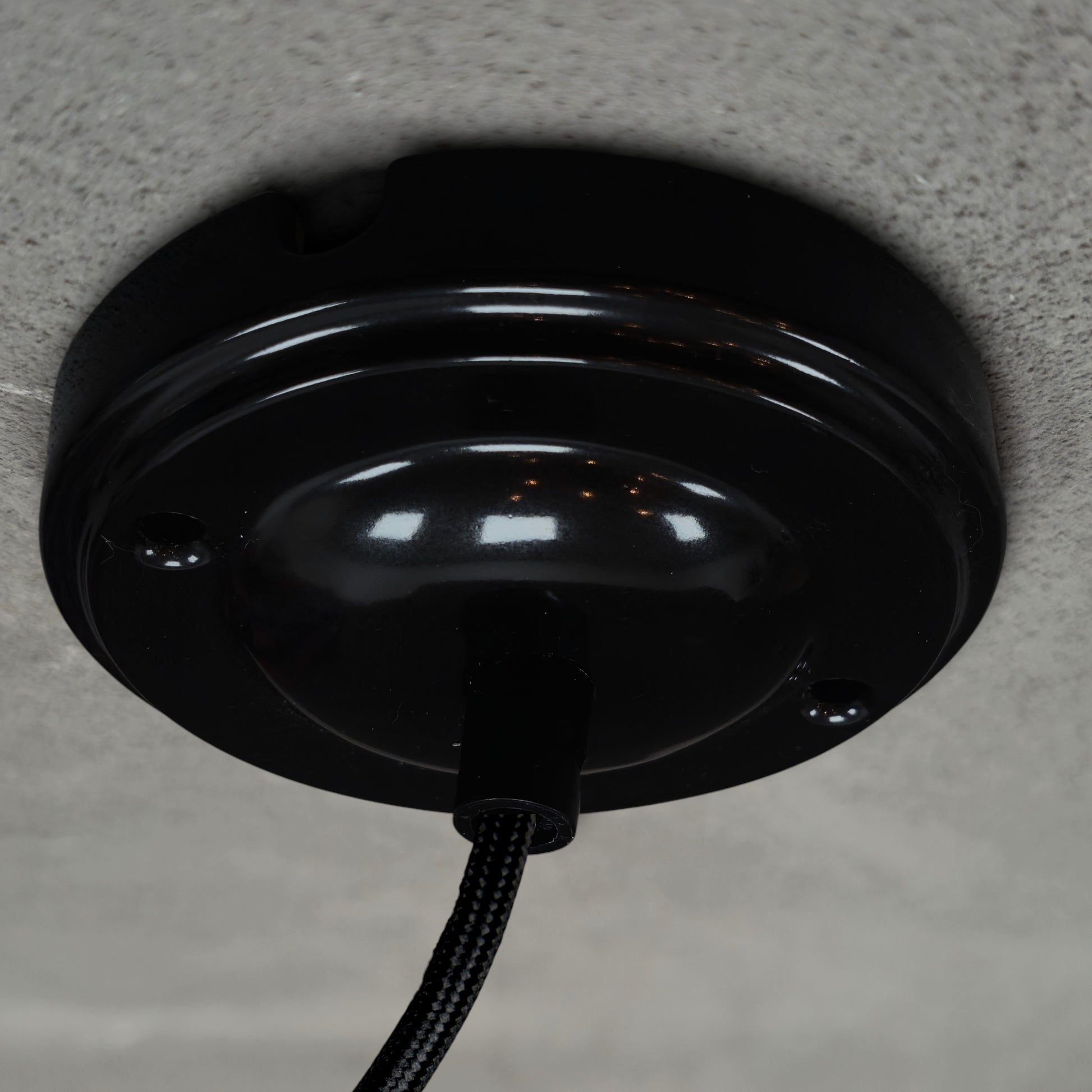 black porcelain big dome ceiling rose 100x28mm, angled