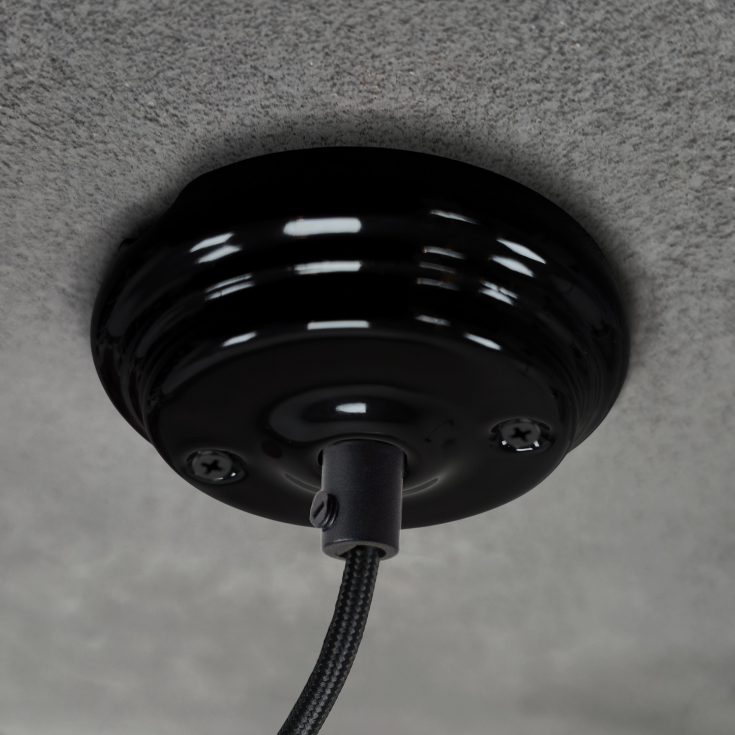 black porcelain flat ceiling rose 70x25mm, angled