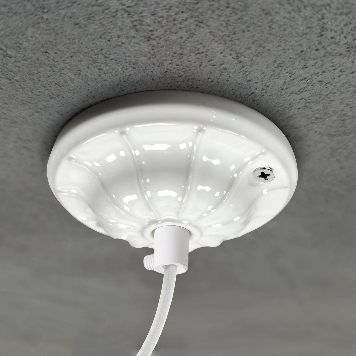 white porcelain lined ceiling rose 70x20mm, angled