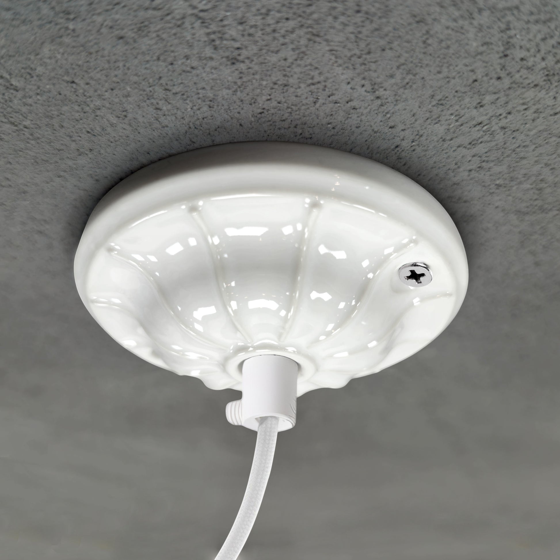 white porcelain lined ceiling rose 70x20mm, angled