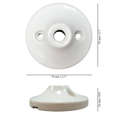 white porcelain cone ceiling rose 70x25mm, measurements