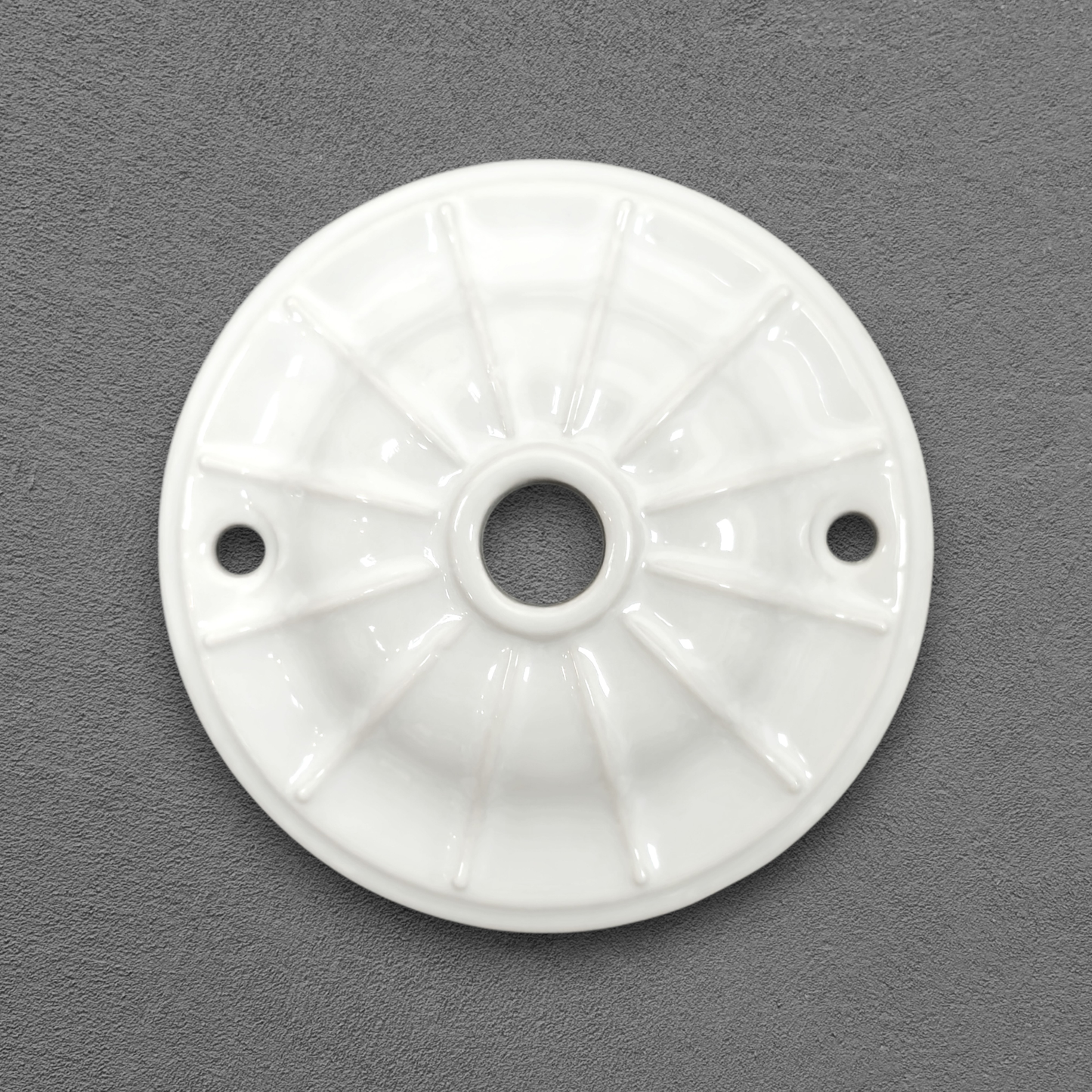 white porcelain lined ceiling rose 70x20mm, front