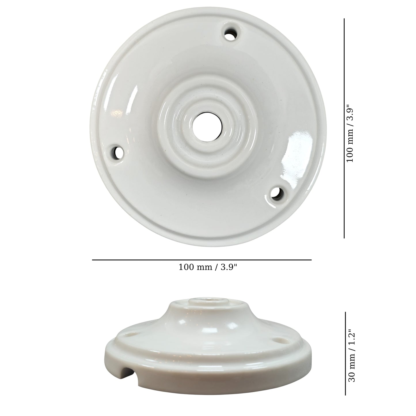 white porcelain big cone ceiling rose 100x30mm, measurements