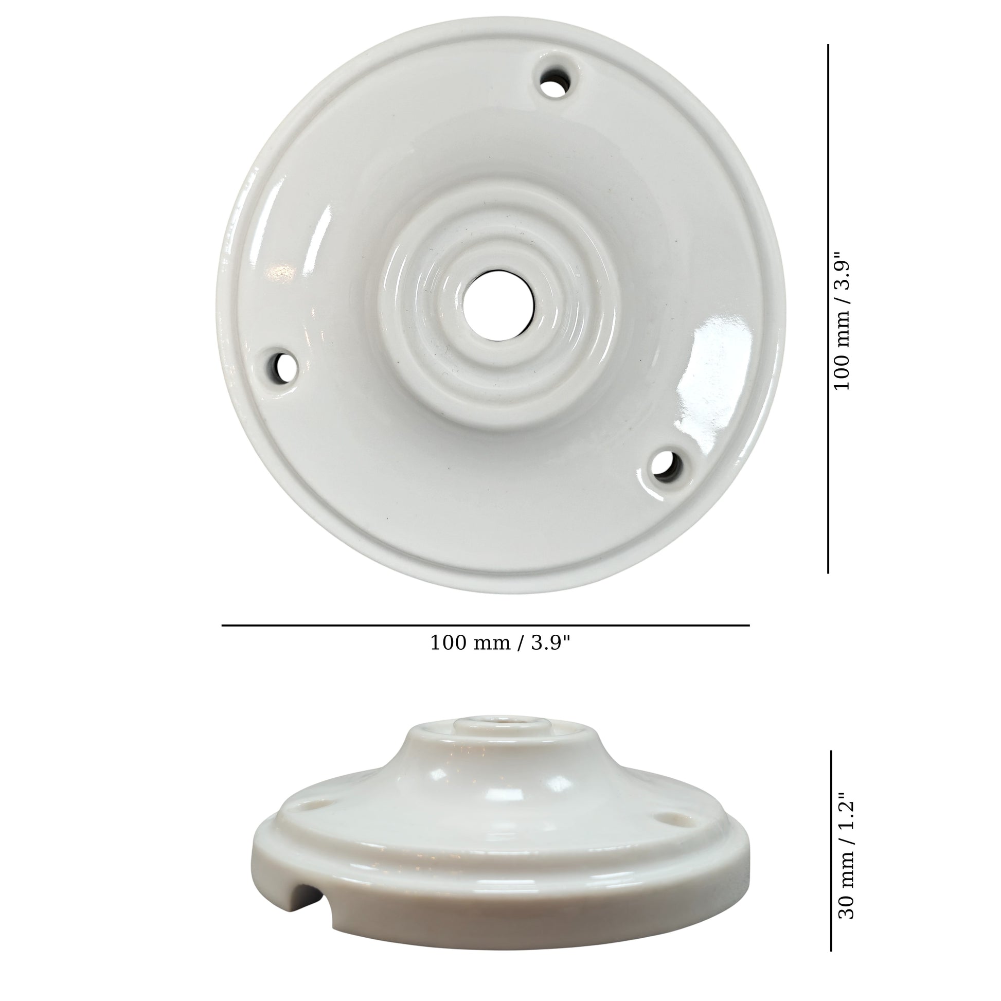 white porcelain big cone ceiling rose 100x30mm, measurements
